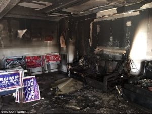 The Orange County GOP headquarters was a "total loss" after it was firebombed on Oct. 16. /NC GOP/Twitter