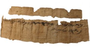 A First Temple-era, 2,700-year-old papyrus bearing the oldest known mention of Jerusalem in Hebrew. 