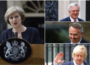Prime Minister Theresa May and, from top, David Davis, Liam Fox and Boris Johnson.