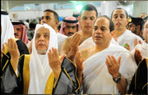 President Abdel Fattah al-Sisi performing the 'umrah' at the Haaj in Saudi Arabia in August 2014.