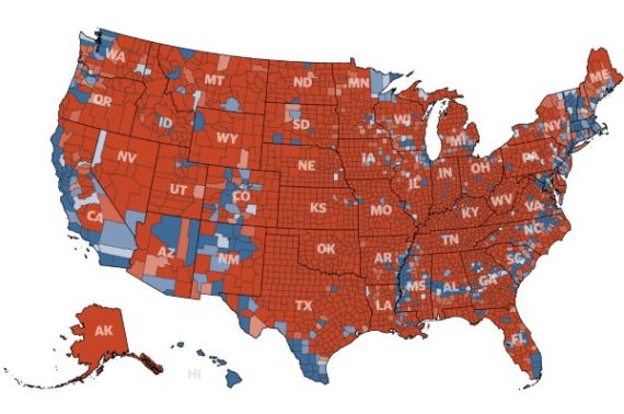Greatest Hits, No. 20: America rejects the ‘coastal elites’: Trump won 3,084 of 3,141 U.S. counties
