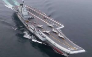 China's Liaoning aircraft carrier with Shenyang J-15 jets on deck. /SCMP