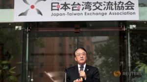 esentative to Taiwan Mikio Numata attends a name-changing ceremony of the Japan's de facto embassy from "The Interchange Association, Japan" to "Japan-Taiwan Exchange Association", in Taipei on Jan. 3. /Reuters