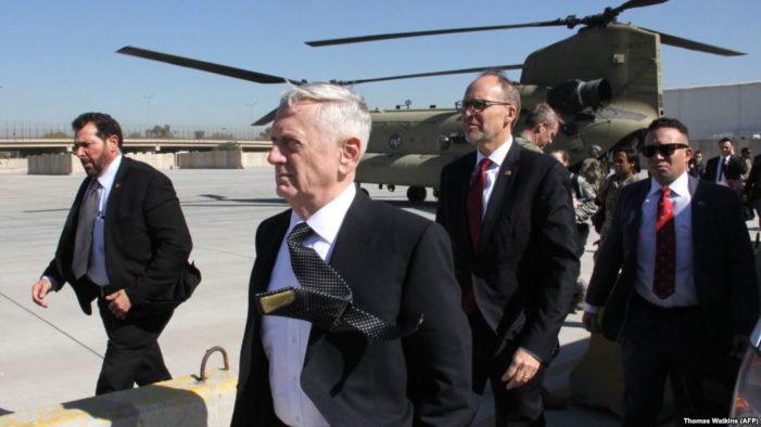 Mattis makes unannounced trip to Baghdad as Iraqi forces advance on western Mosul