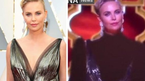 Iran’s state TV photoshopped Charlize Theron, presenter of its politicized Oscar