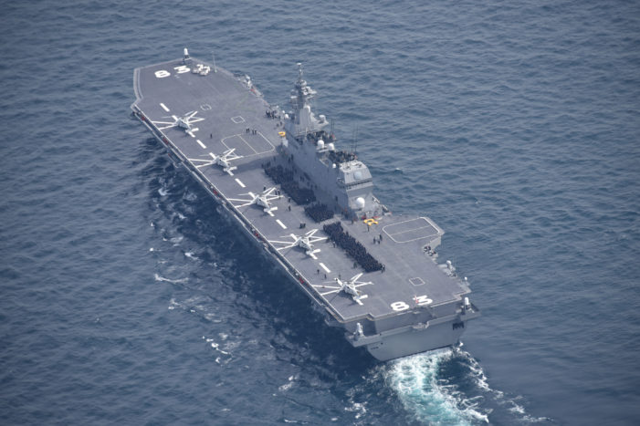Japan sends largest warship to escort U.S. supply vessel near North Korea