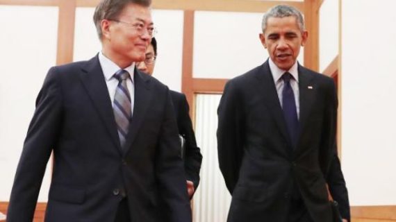 Talk, talk, launch: S. Korea’s Moon huddled with Obama three days after meeting Trump