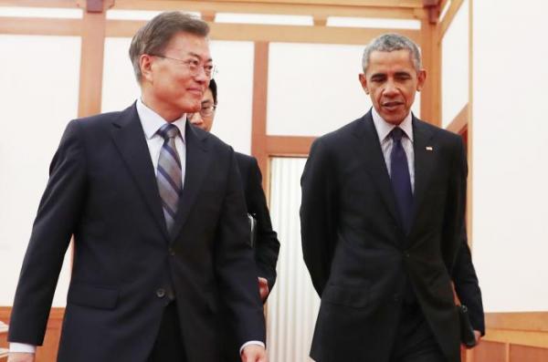 Talk, talk, launch: S. Korea’s Moon huddled with Obama three days after meeting Trump