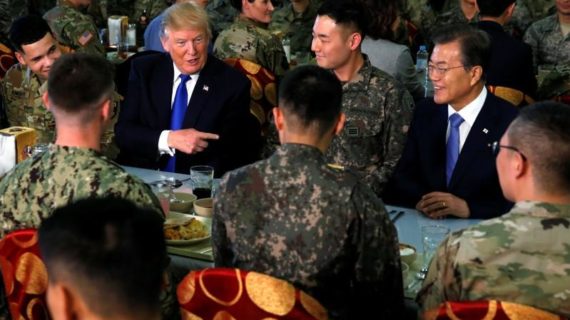 Trump turns down ‘fancy lunch’ with S. Korean president, eats with the troops
