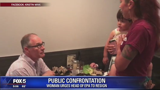 EPA’s Pruitt thanks teacher from elite school after she interrupted his meal, urged him to resign
