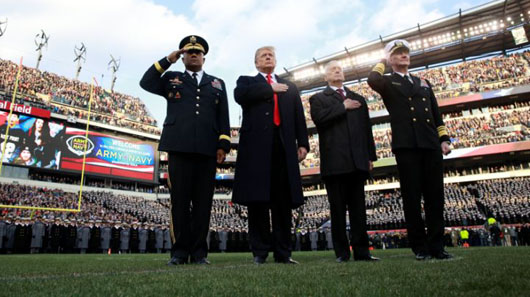 Trump cheered at Army-Navy game featuring joint choral rendition of National Anthem