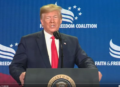 In speech to Faith and Freedom Coalition, Trump vows to fight for evangelicals