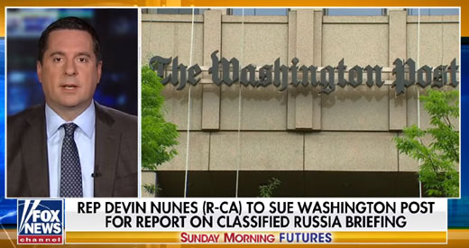 Nunes sues Washington Post over Russian intelligence briefing story