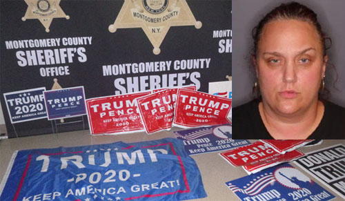 Woman busted for having her 6 kids steal Trump campaign signs