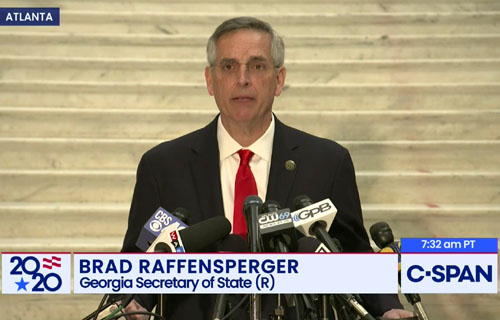 Who is Georgia’s Secretary of State Brad Raffensperger and what are his ties to Dominion Voting Systems?