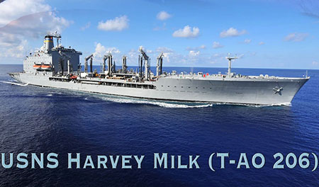 Transgender veteran christens new Navy ship, the USNS Harvey Milk