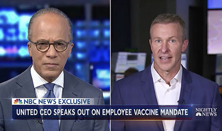 United Airlines CEO openly serves as Biden’s co-pilot on vaccine push . . . on NBC’s friendly airwaves