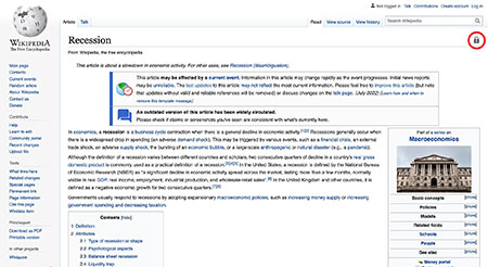Wikipedia changes definition of ‘recession’ multiple times before locking edits