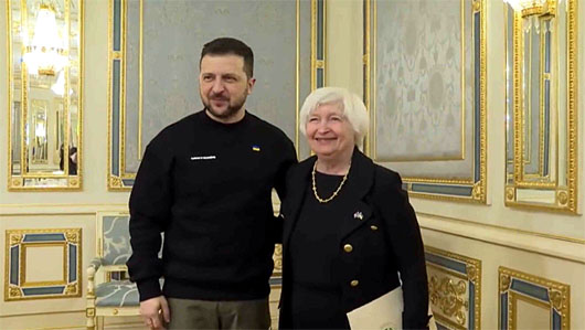 Just trying to be helpful: Yellen gives Zelensky a key to the U.S. Treasury