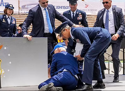 Biden takes hard fall on stage during Air Force Academy commencement