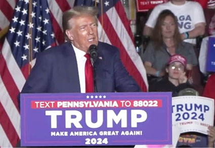 ‘Time to take the gloves off’: Trump on fire at massive Pennsylvania rally